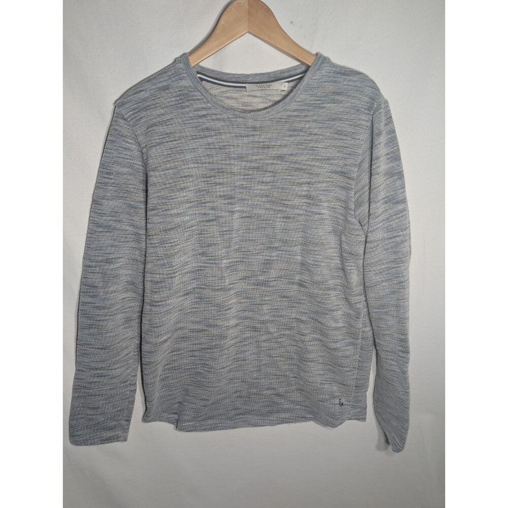 Jack & Jones Mens Premium Sweat Crewneck Sweater sz L Heather Gray Blue Textured